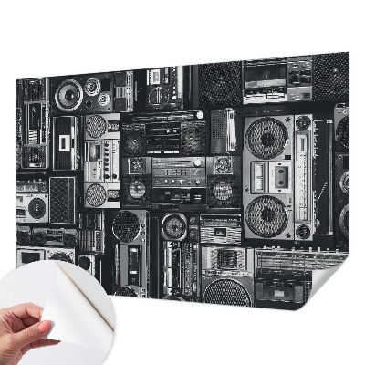 Self-adhesive photo wallpaper with a retro radio motif