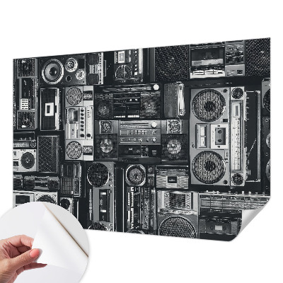 Self-adhesive photo wallpaper with a retro radio motif