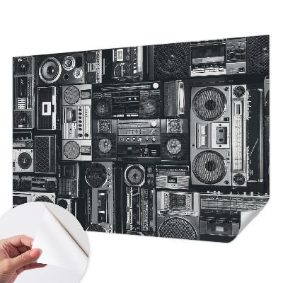 Self-adhesive photo wallpaper with a retro radio motif