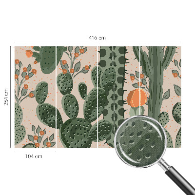 Removable wall mural wallpaper with a green cactus design