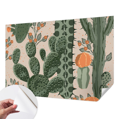 Removable wall mural wallpaper with a green cactus design