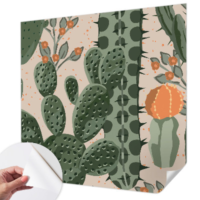 Removable wall mural wallpaper with a green cactus design