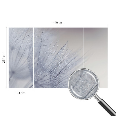 Peel and stick wall mural for living room featuring a dewy dandelion design