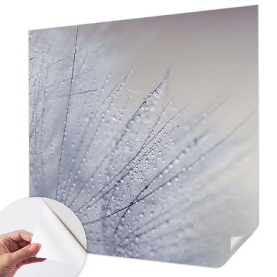 Peel and stick wall mural for living room featuring a dewy dandelion design