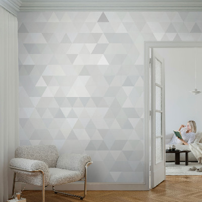 Peel and stick wall mural for bedroom with a gray patterned design