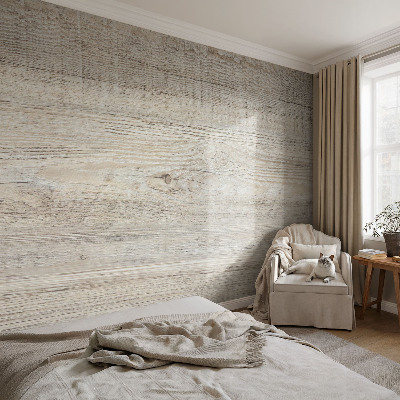 Nursery wall mural with wooden rings