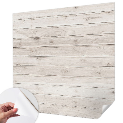 Peel and stick wallpaper mural with a natural wood look