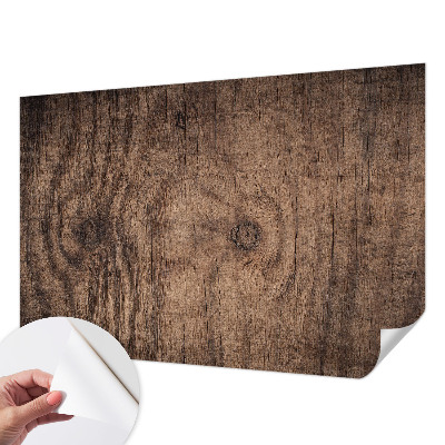 Stick-on wall mural with a rustic wood design