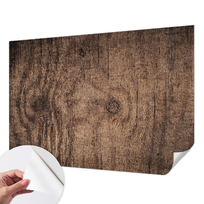 Stick-on wall mural with a rustic wood design