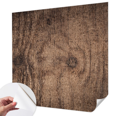 Stick-on wall mural with a rustic wood design