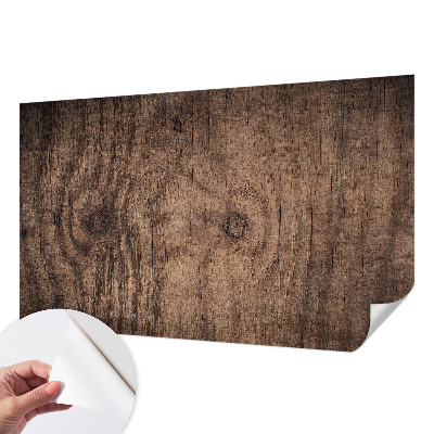 Stick-on wall mural with a rustic wood design