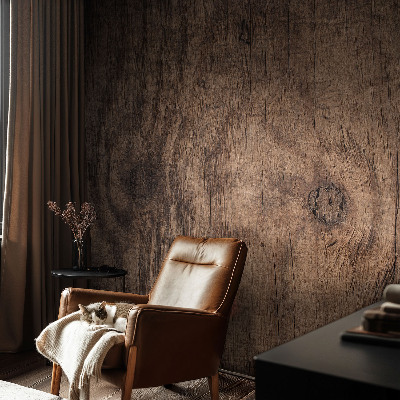 Stick-on wall mural with a rustic wood design