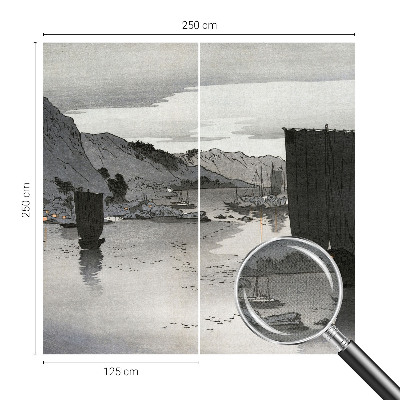 Removable wall mural wallpaper with an evening bay motif