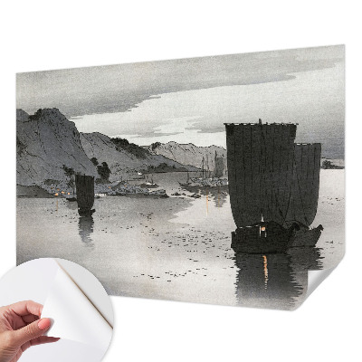 Removable wall mural wallpaper with an evening bay motif