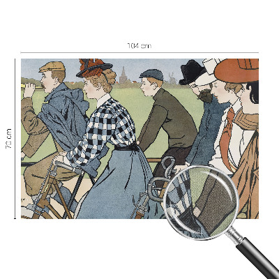 Peel and stick wall mural for living room featuring a vintage bicycle scene
