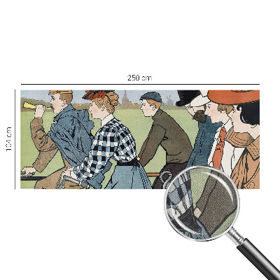 Peel and stick wall mural for living room Vintage cyclists