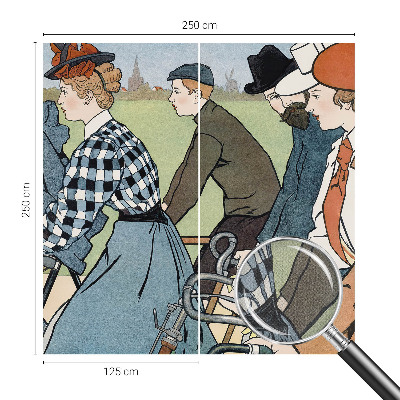 Peel and stick wall mural for living room featuring a vintage bicycle scene