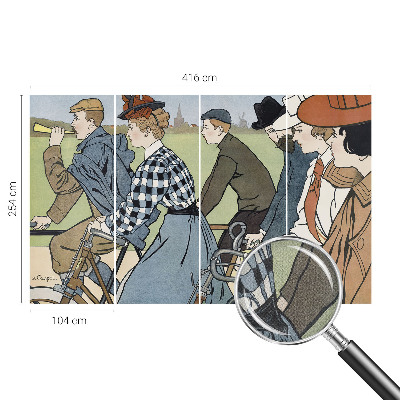 Peel and stick wall mural for living room featuring a vintage bicycle scene