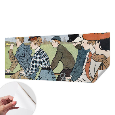 Peel and stick wall mural for living room Vintage cyclists