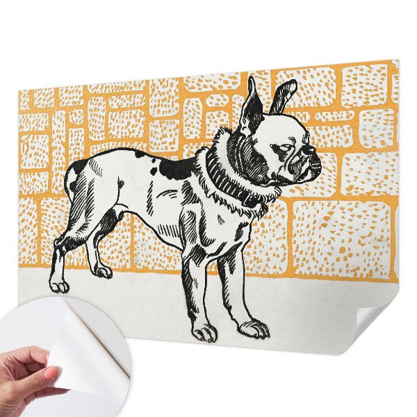 Peel and stick wall mural for bedroom featuring a retro dog design