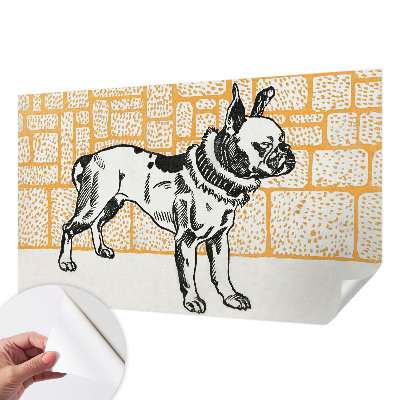 Peel and stick wall mural for bedroom featuring a retro dog design