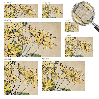 Nursery wall mural with watercolor flower illustrations