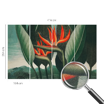 Peel and stick wall mural with an exotic floral design