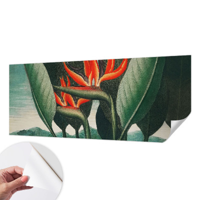 Peel and stick wall mural with an exotic floral design