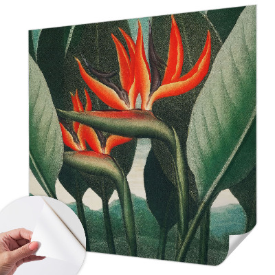 Peel and stick wall mural with an exotic floral design