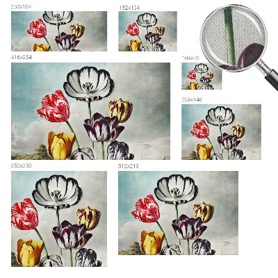 Children's wall mural with a colorful tulip design