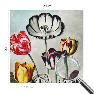 Children's wall mural with a colorful tulip design