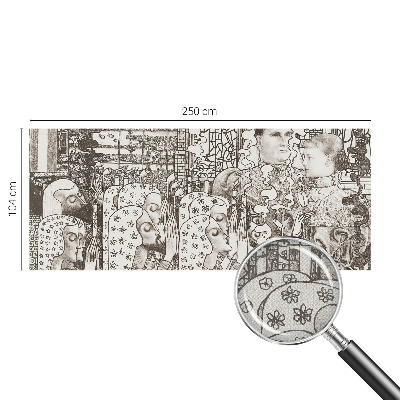 Baby room wall mural with floral portraits