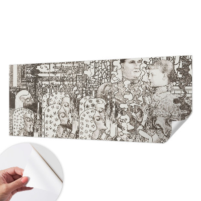 Baby room wall mural with floral portraits