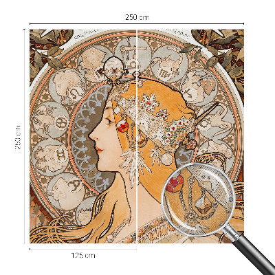 Peel and stick wallpaper mural with a zodiac-inspired elegant design
