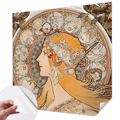 Peel and stick wallpaper mural with a zodiac-inspired elegant design