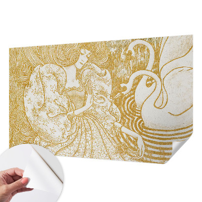 Self-adhesive wall mural with a feminine elegance design