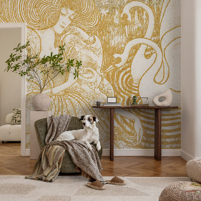 Self-adhesive wall mural with a feminine elegance design