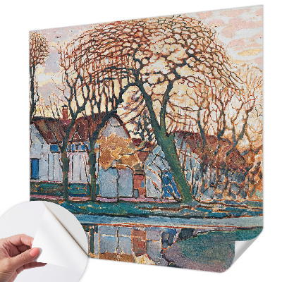 Removable wall mural featuring an idyllic landscape