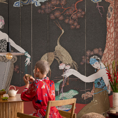 Peel and stick wall mural for living room featuring an elegant scene
