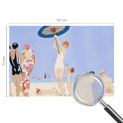 Peel and stick wall mural for bedroom with a retro beach design