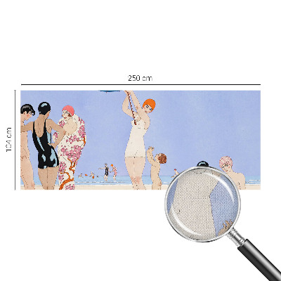 Peel and stick wall mural for bedroom with a retro beach design