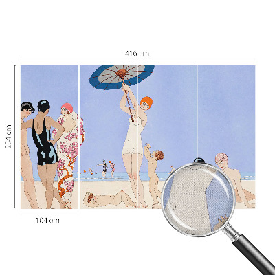 Peel and stick wall mural for bedroom with a retro beach design