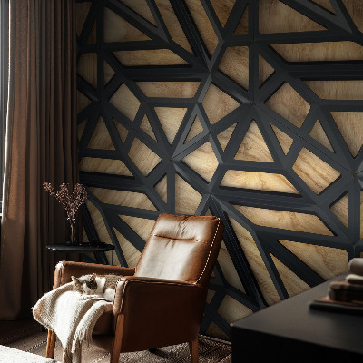 3D wall mural with a geometric connection design