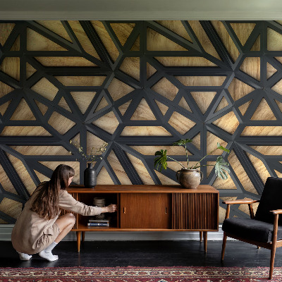 3D wall mural with a geometric connection design