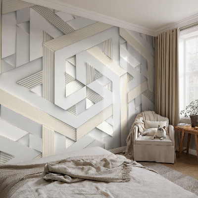 Nursery wall mural with illusory forms design