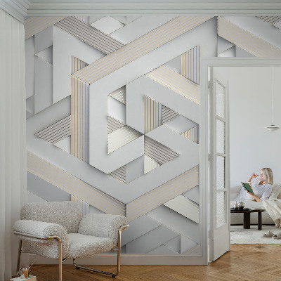 Nursery wall mural with illusory forms design