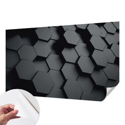 3D photo wallpaper mural with a 3D hexagon pattern