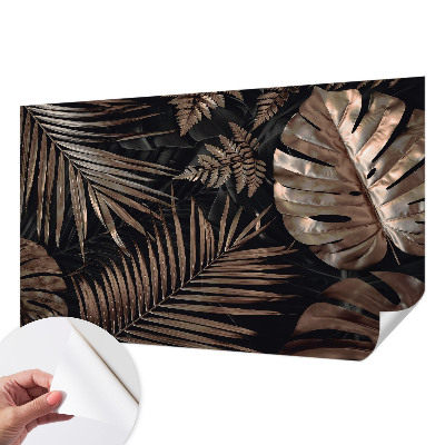 Children's wall mural with an exotic leaves design