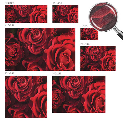 Peel and stick wall mural with a red rose pattern