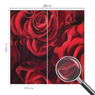 Peel and stick wall mural with a red rose pattern